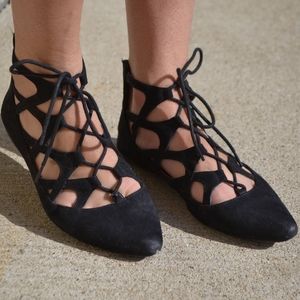 Black Lace Up Flats